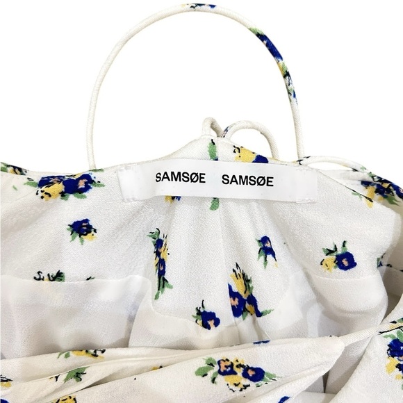 Samsoe floral Maxi Dress draped neckline Spaghetti Strap high slit size small - Picture 10 of 12